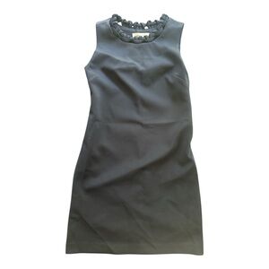 Chic Black Ruffle Neck Mini Dress